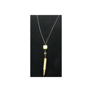 Brass  .308 Bullet  Necklace16 " Embellished Glass